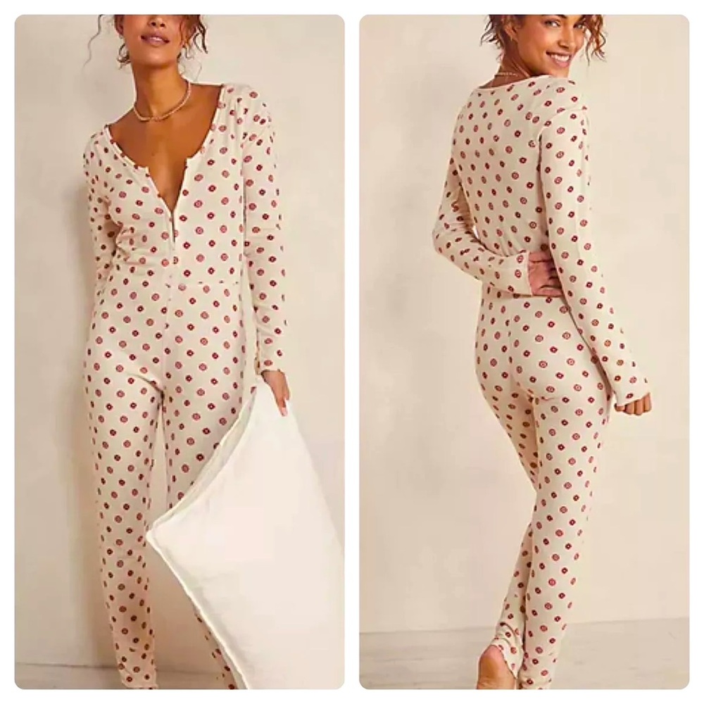 NWT | Free People | Home Alone Long Johns Cozy Onesie Pajamas